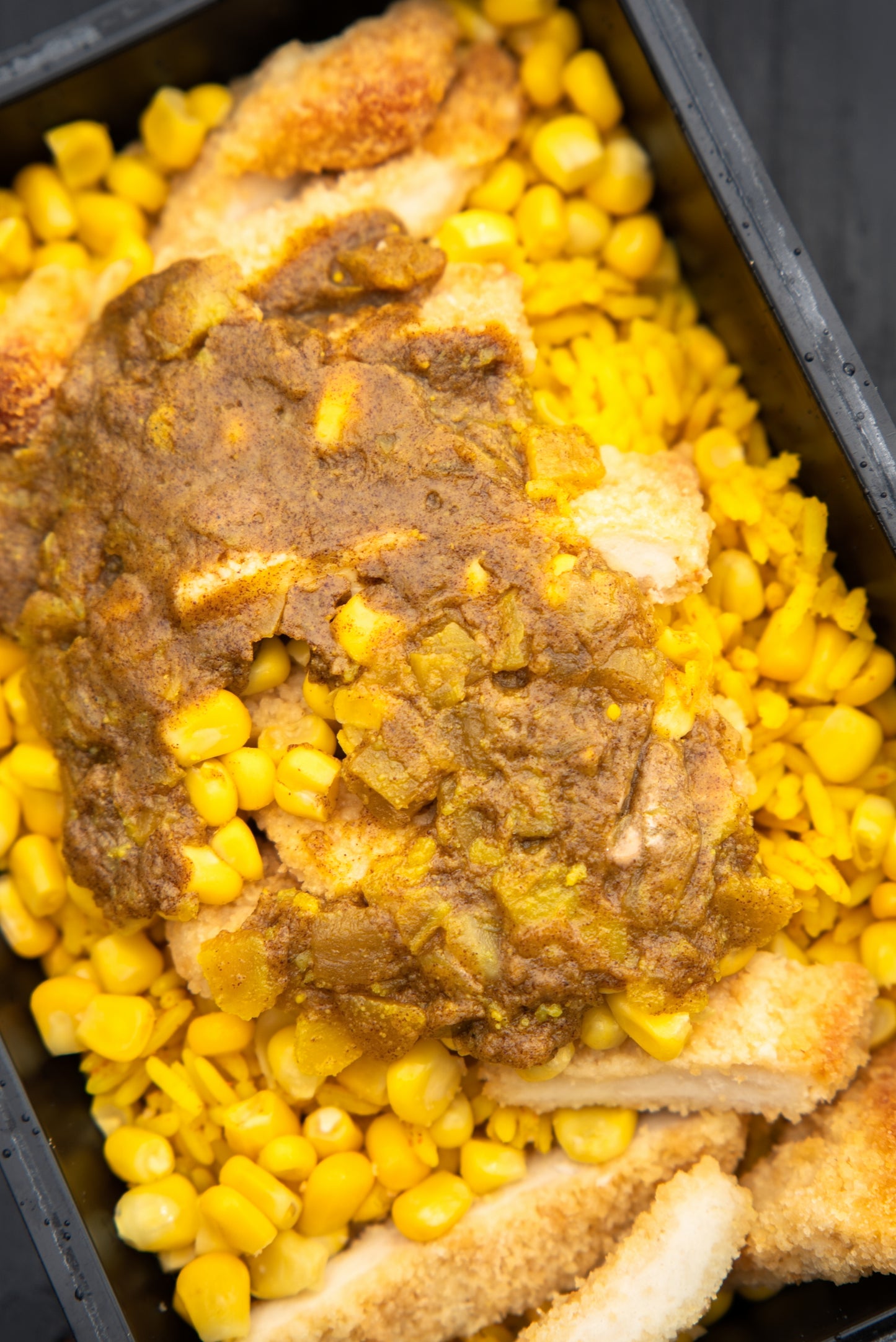 14. Chicken Katsu, Mexican Spicy Rice, Sweetcorn, Katsu Sauce